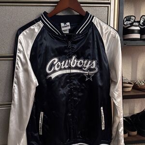 Cowboys Satin Jacket in Black and White